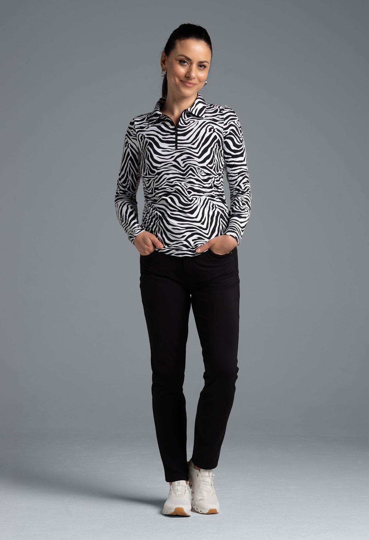 Cecilia Print Adjustable Length Long Sleeve Polo ¨C 48932