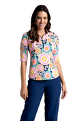 Leona Print Ruched Elbow Sleeve Top - 41933